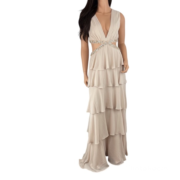 BCBGMAXAZRIA Tiered Ruffled Dress Size 10 - Picture 1 of 16
